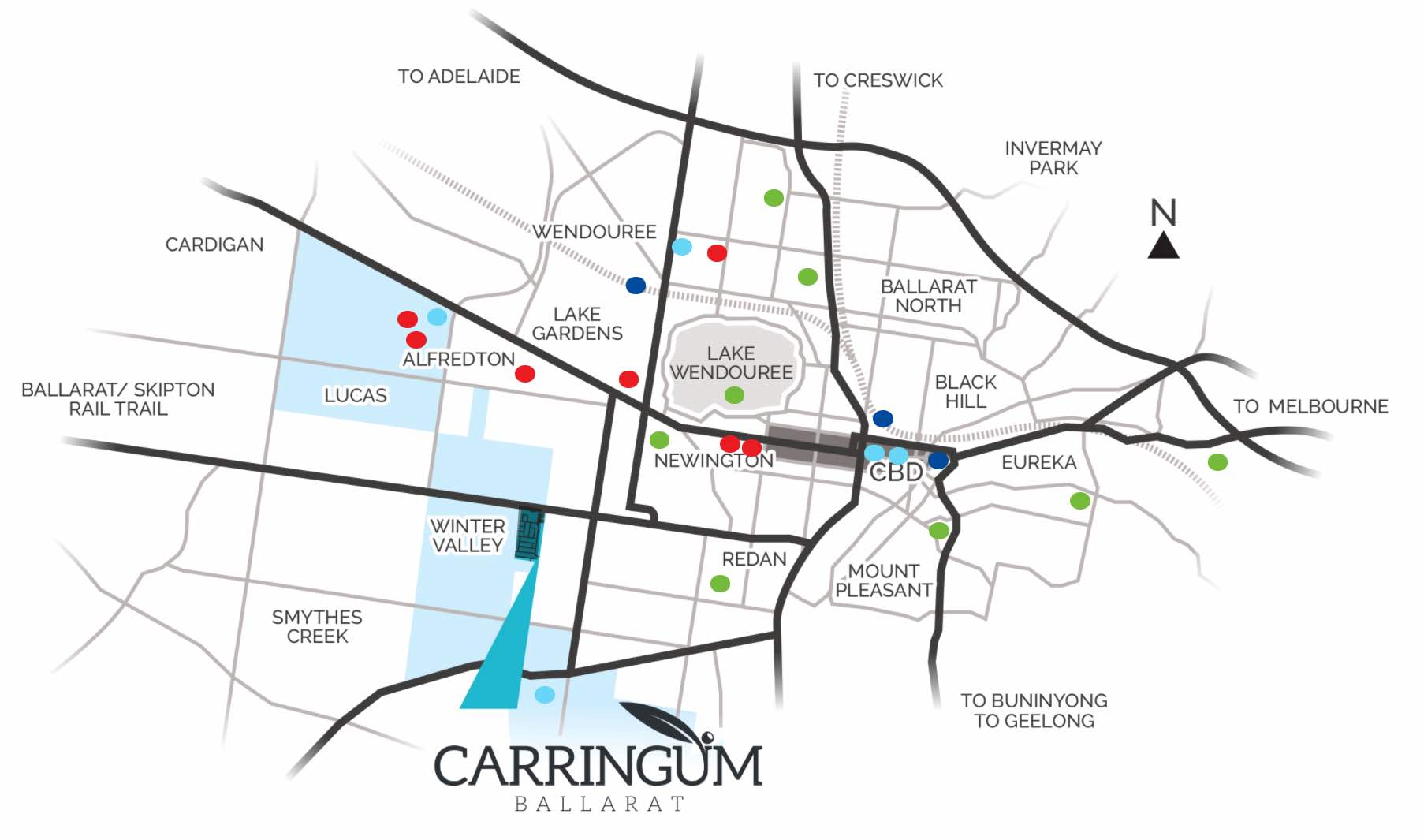 Carringum Ballarat Estate - Winter Valley Location map